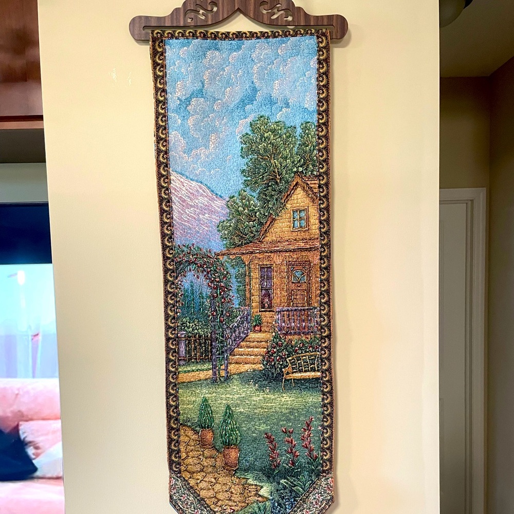 Beautiful Nature Fabric Hanging Wall Picture. Made with sparkling shiny beads.